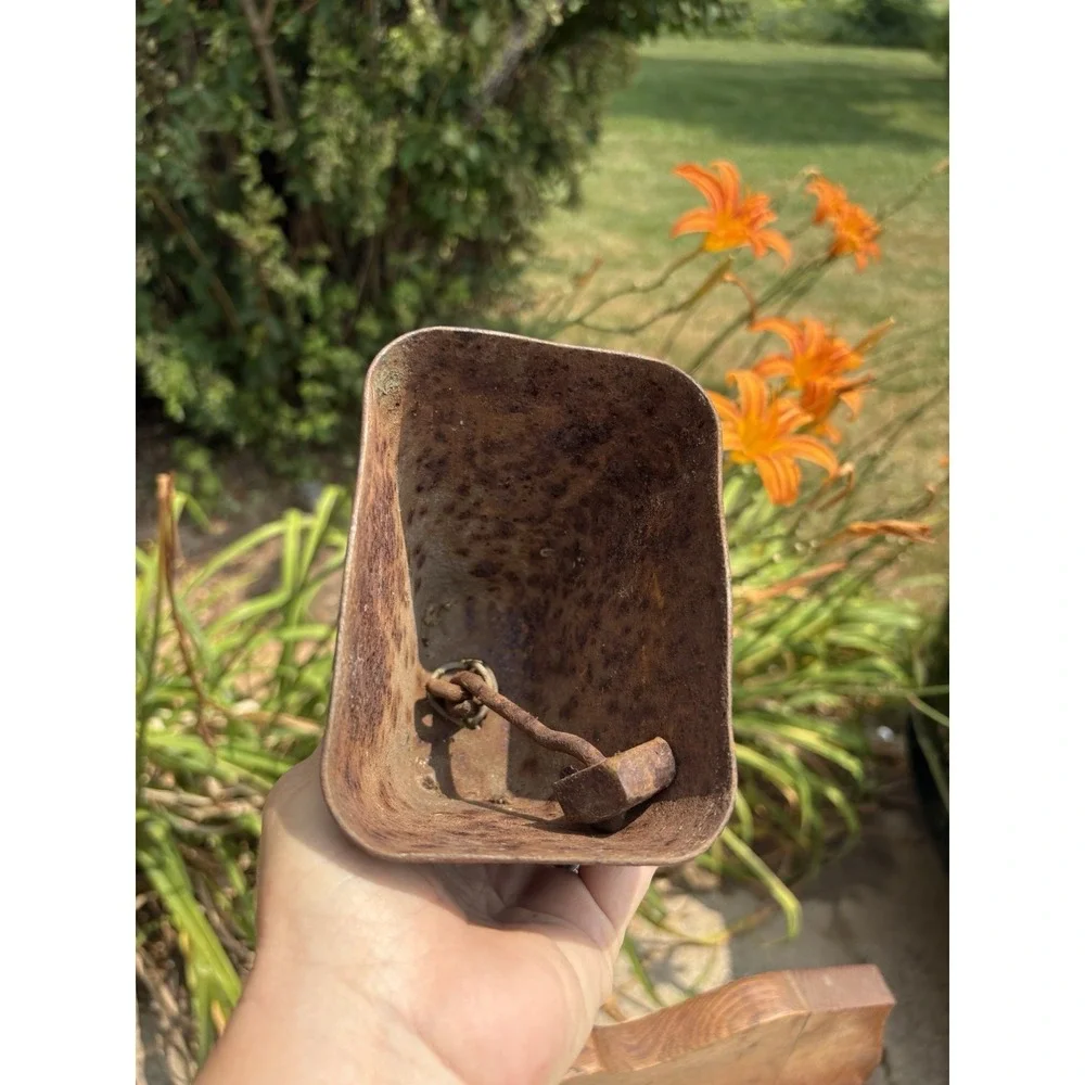 Vintage Antique Metal Rusty Cowbell Patina Rustic Cottage Barn Decor